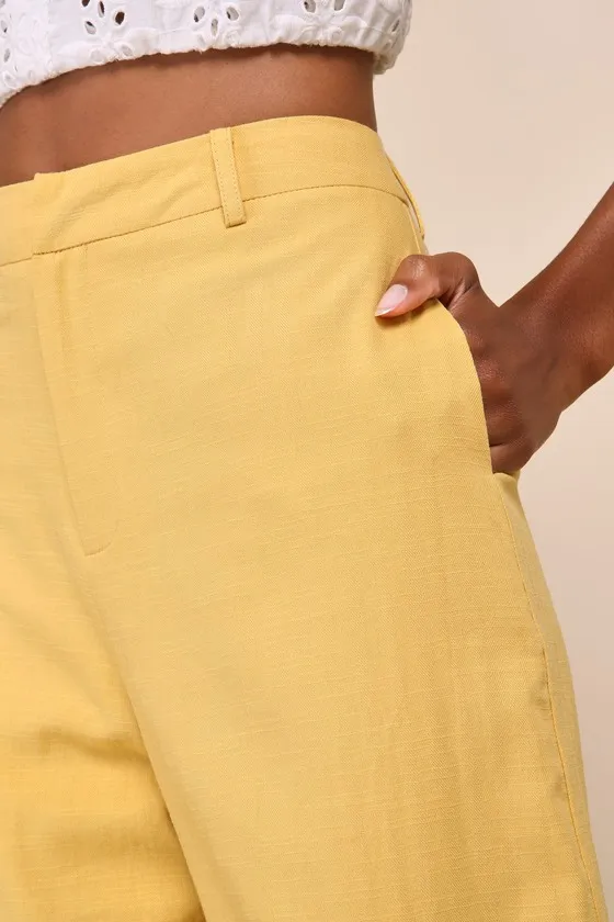 Dashing Sweetness Yellow High-Rise Wide-Leg Trouser Pants sold by Lulus product image thumbnail 4