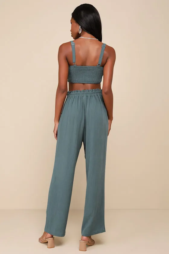 Favorite Vacation Teal Green Linen Two-Piece Trouser Jumpsuit sold by Lulus product image thumbnail 4