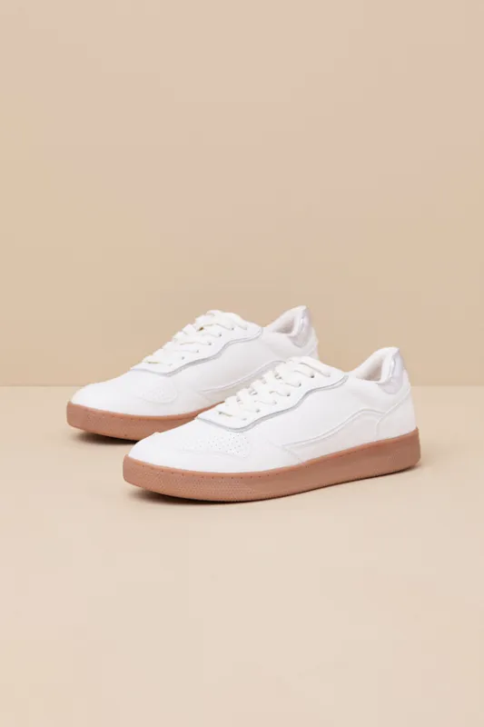 Callam White and Silver Color Block Lace-Up Sneakers sold by Lulus