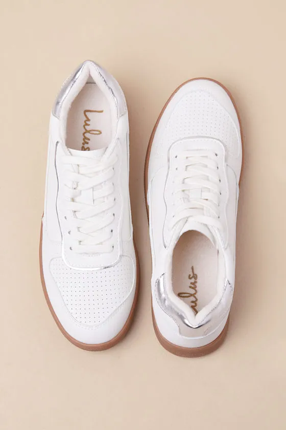 Callam White and Silver Color Block Lace-Up Sneakers sold by Lulus product image thumbnail 2