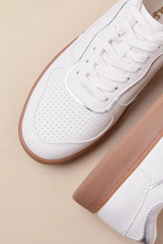 Callam White and Silver Color Block Lace-Up Sneakers sold by Lulus product image thumbnail 3
