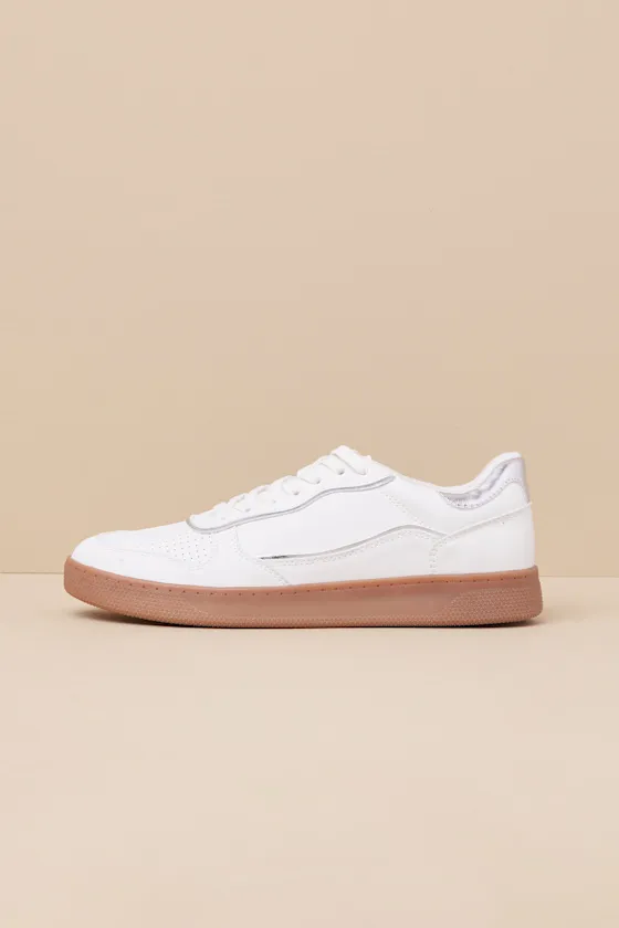 Callam White and Silver Color Block Lace-Up Sneakers sold by Lulus product image thumbnail 4