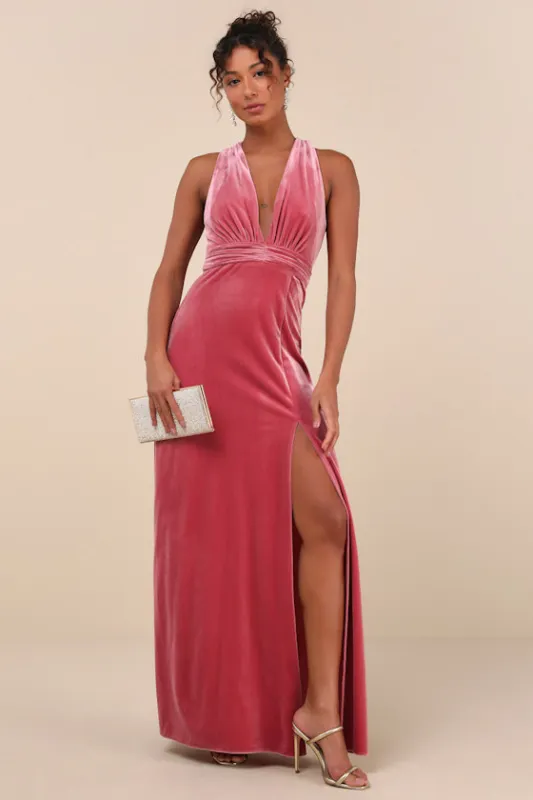 Fabulous Passion Pink Velour Sleeveless Maxi Dress made by Lulus