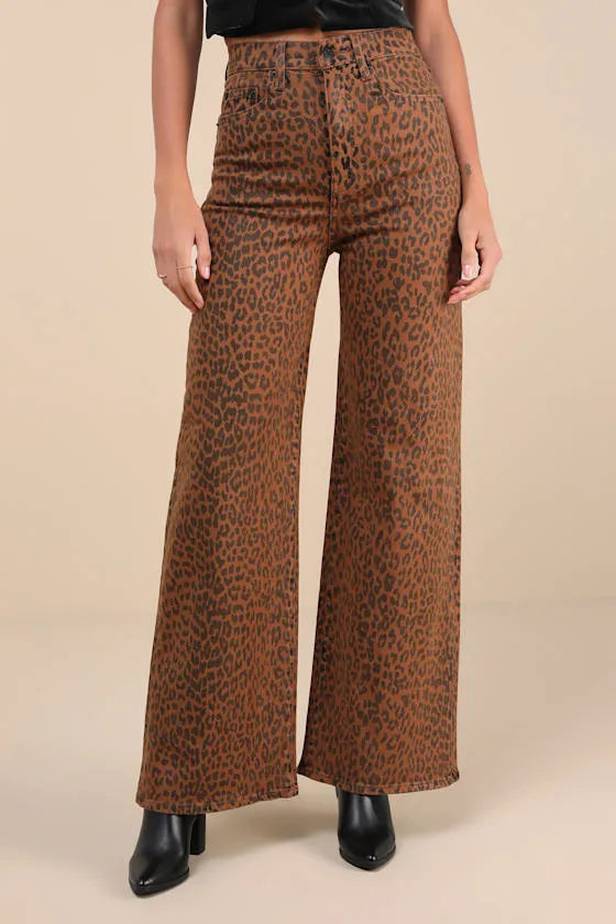 Far Out Tan Leopard Print Wide-Leg Jeans sold by Lulus product image thumbnail 3