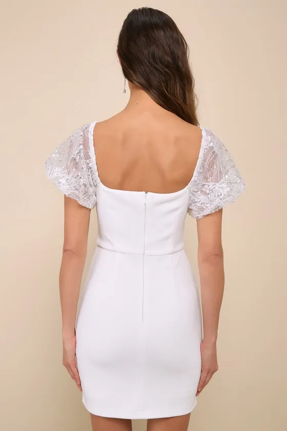 Sparkly Charisma White Sequin Off-the-Shoulder Mini Dress sold by Lulus product image thumbnail 3