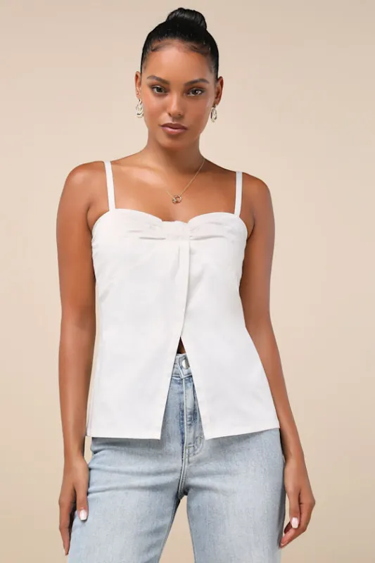 Darling Success Ivory Notched Hem Cami Top sold by Lulus