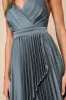 Ultimate Charm Dark Sage Grey Satin Pleated High-Low Maxi Dress sold by Lulus