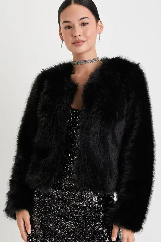 Glam Attitude Black Faux Fur Jacket sold by Lulus product image thumbnail 2