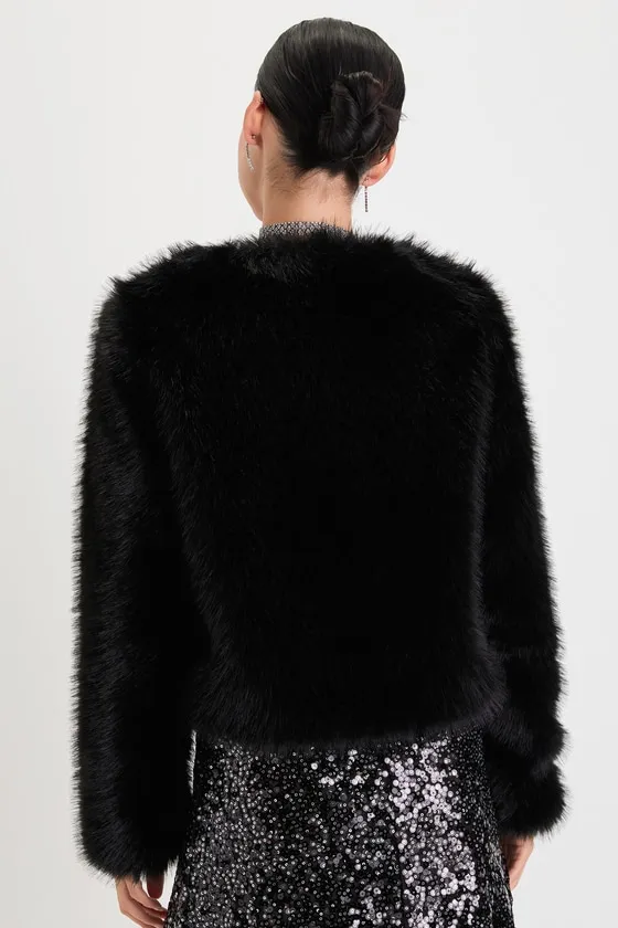 Glam Attitude Black Faux Fur Jacket sold by Lulus product image thumbnail 4