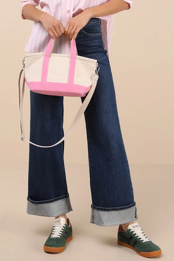 Prepared Sweetie Beige and Pink Canvas Mini Tote Bag sold by Lulus product image thumbnail 4