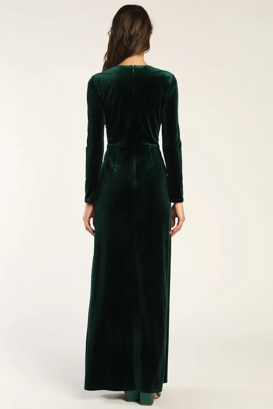Sensational Memories Emerald Green Velvet Surplice Maxi Dress sold by Lulus product image thumbnail 4