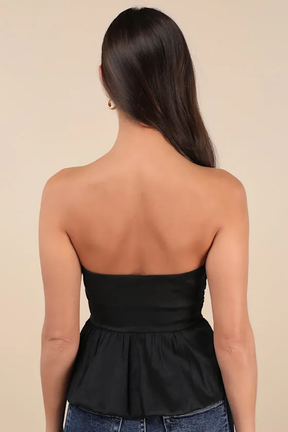 Celinda Black Strapless Bubble-Hem Top sold by Lulus product image thumbnail 2
