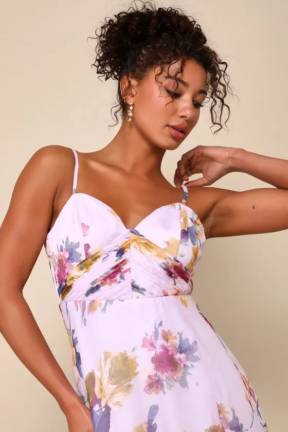 Dreamy Destiny Lavender Floral Pleated Backless Maxi Dress sold by Lulus product image thumbnail 3