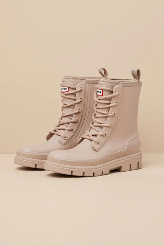 Diana Scots Bark Rubber Lace-Up Ankle Rainboots sold by Lulus