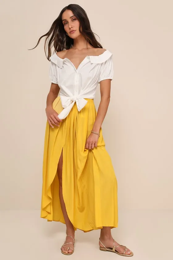 Pleasantly Perfect Ivory Off-the-Shoulder Collared Tie-Front Top sold by Lulus product image thumbnail 3