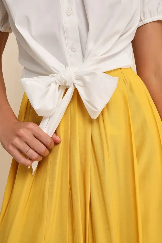 Pleasantly Perfect Ivory Off-the-Shoulder Collared Tie-Front Top sold by Lulus product image thumbnail 4