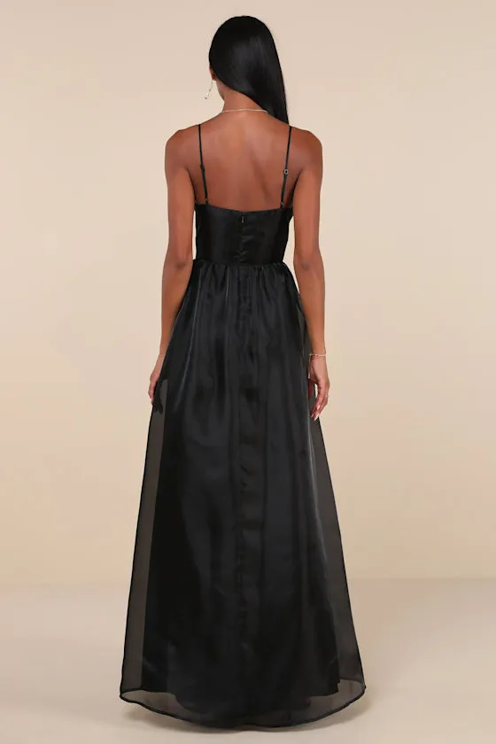 Authentic Glamour Black Organza Sleeveless Cutout Maxi Dress sold by Lulus product image thumbnail 3
