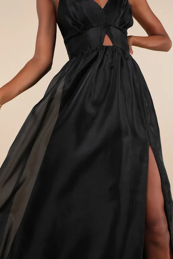 Authentic Glamour Black Organza Sleeveless Cutout Maxi Dress sold by Lulus product image thumbnail 4