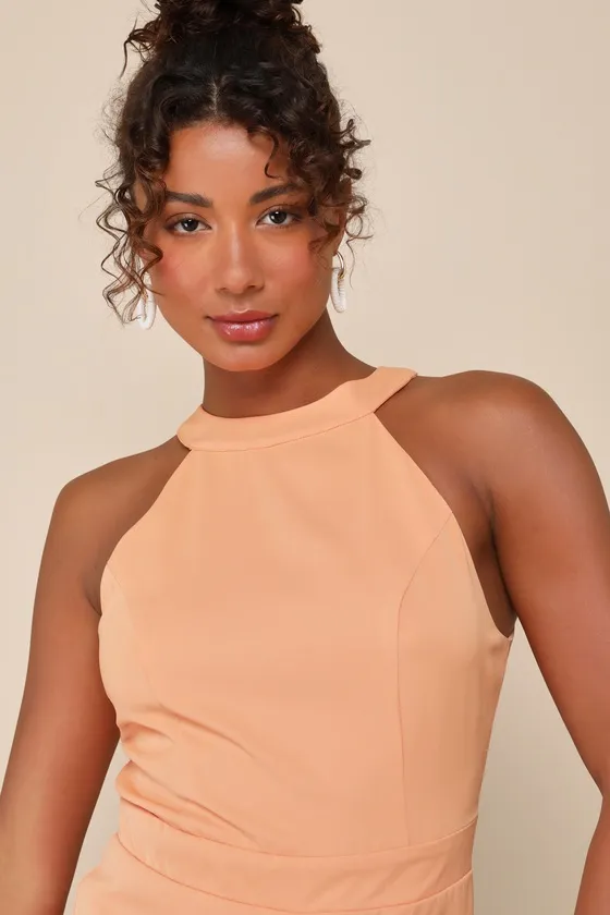 Sleek Favorite Light Orange Sleeveless Halter Skort Romper sold by Lulus product image thumbnail 4