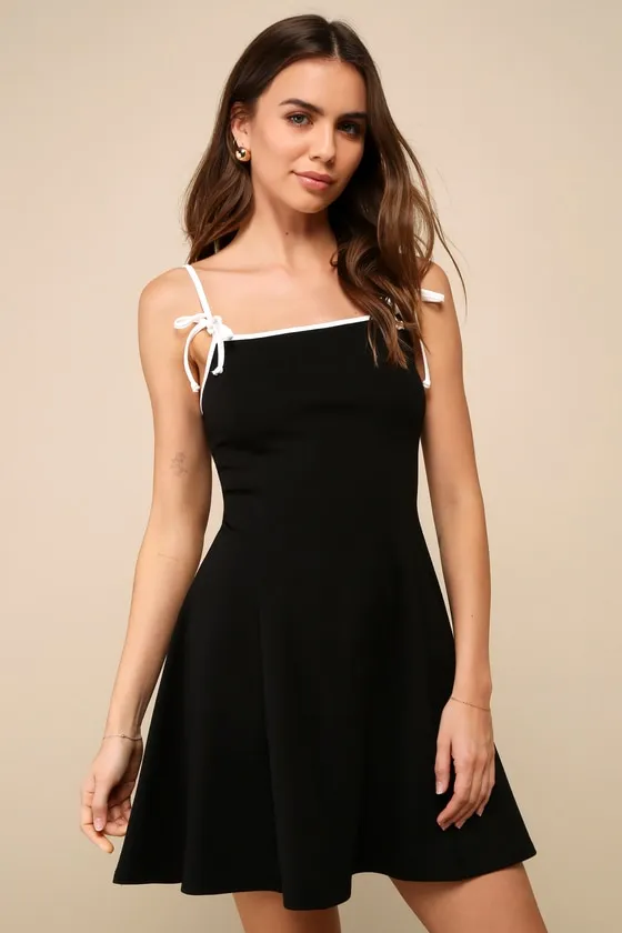 Routinely Cute Black Sleeveless Skater Mini Dress sold by Lulus