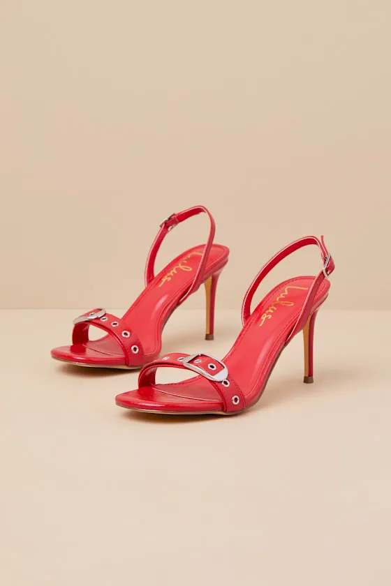Cleore Red Slingback Buckle High Heel Sandals sold by Lulus product image thumbnail 2
