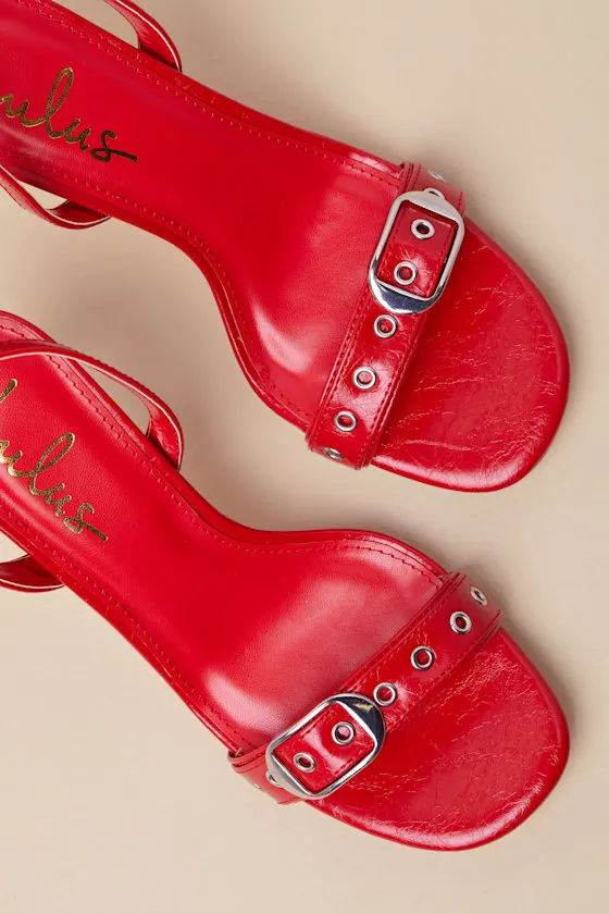 Cleore Red Slingback Buckle High Heel Sandals sold by Lulus product image thumbnail 4