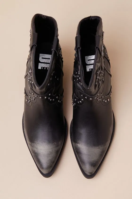 Nowhere Black Distressed Studded Western Ankle Boots sold by Lulus product image thumbnail 2