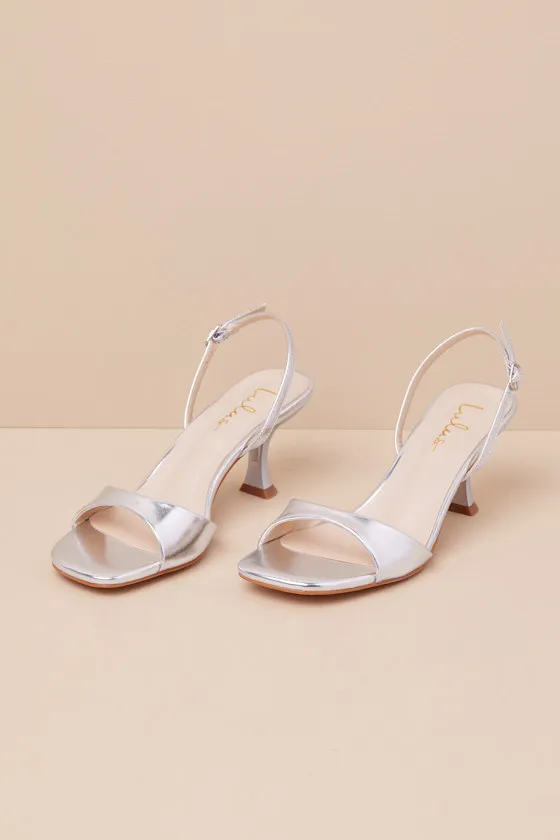 Soline Silver Metallic Slingback Low Heel Sandals sold by Lulus product image thumbnail 2