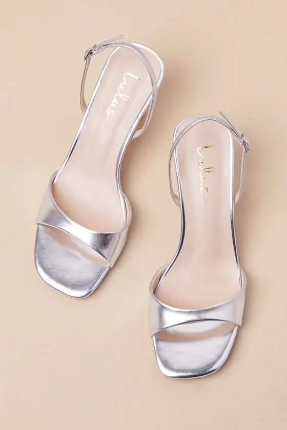 Soline Silver Metallic Slingback Low Heel Sandals sold by Lulus product image thumbnail 4