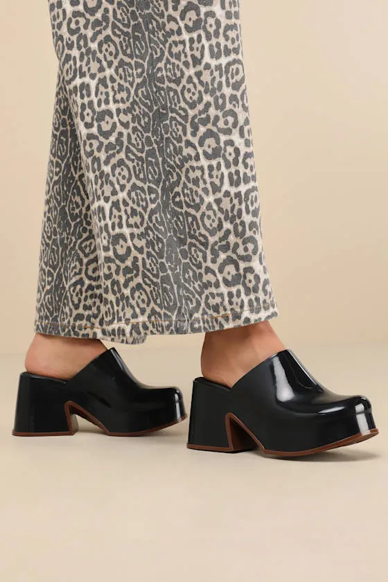 Mia Black and Brown Platform Mules sold by Lulus