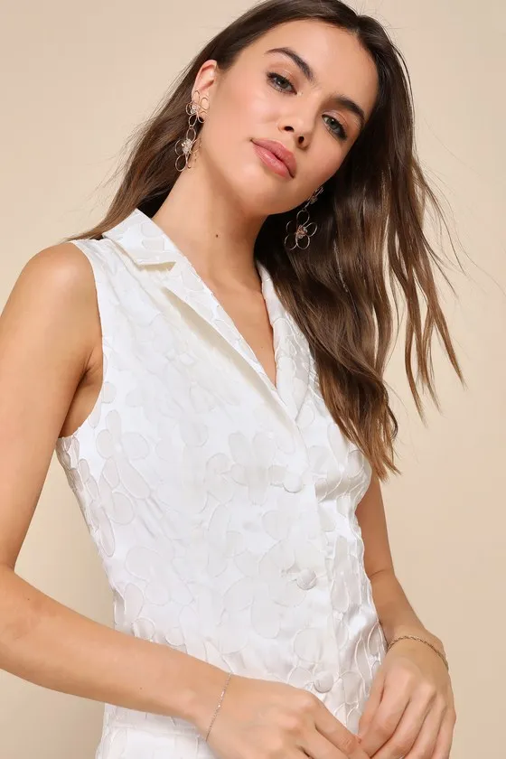 Confidently Adorable Ivory Floral Jacquard Blazer Mini Dress sold by Lulus product image thumbnail 4