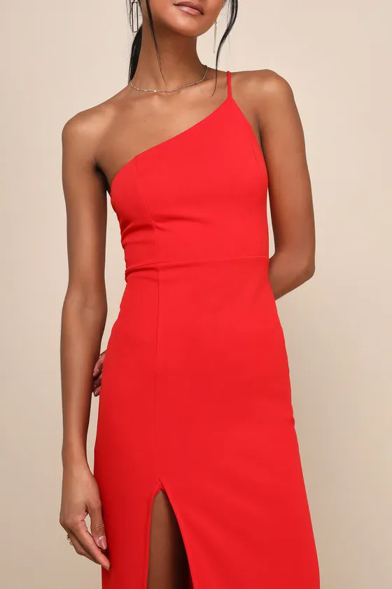 Keeper of My Heart Red One-Shoulder Maxi Dress sold by Lulus product image thumbnail 4