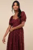 Phenomenal Sweetness Burgundy Floral Burnout Bustier Maxi Dress sold by Lulus