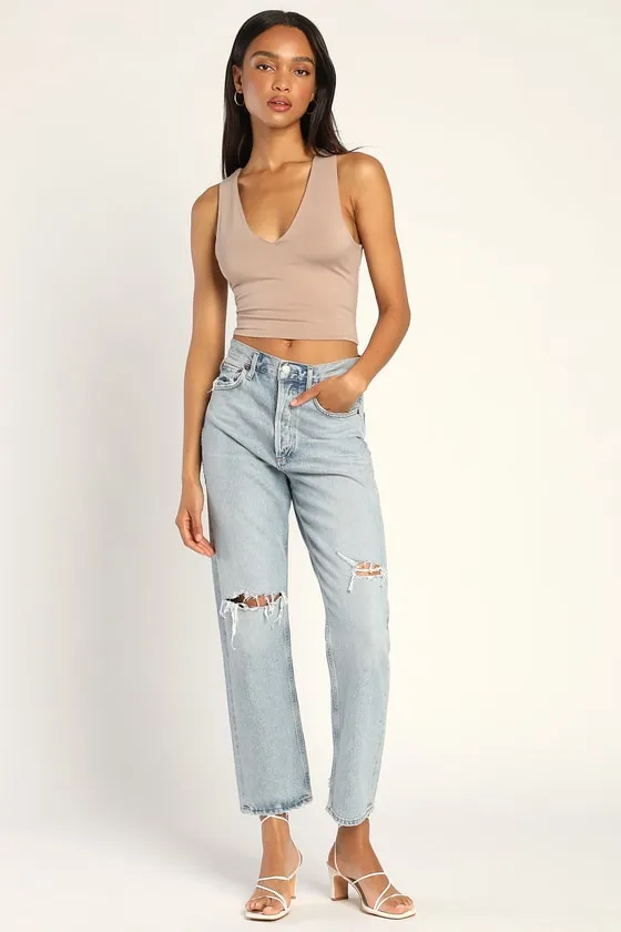 Feel Like Dancing Taupe Crop Top sold by Lulus product image thumbnail 2