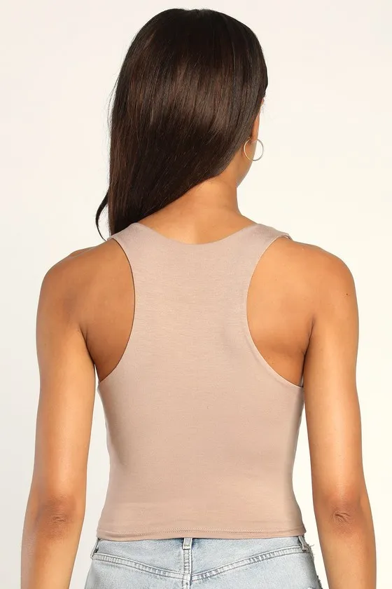 Feel Like Dancing Taupe Crop Top sold by Lulus product image thumbnail 3