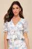 Positively Beloved Ivory Floral Embroidered Tie-Front Top sold by Lulus