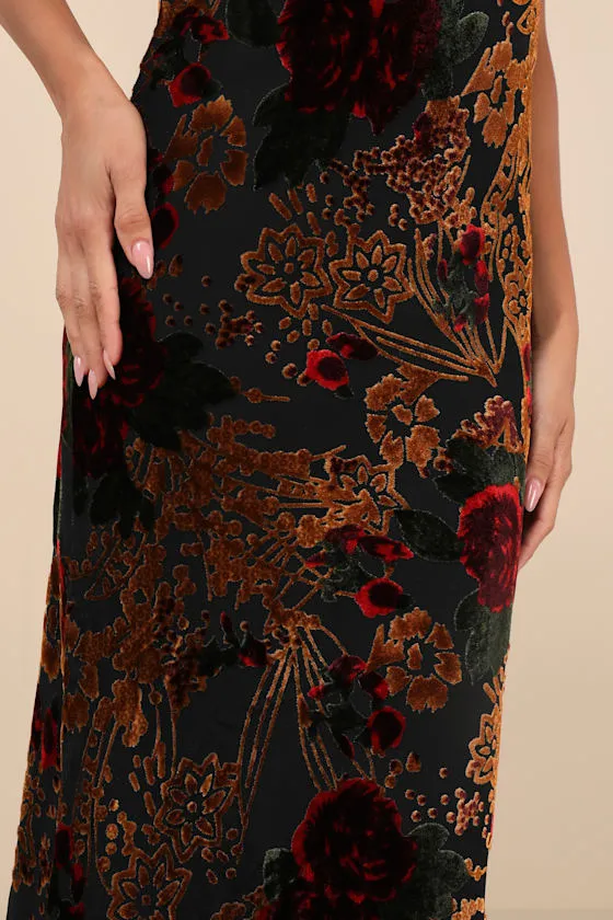 Effortlessly Refined Black Velvet Burnout Maxi Dress sold by Lulus product image thumbnail 3