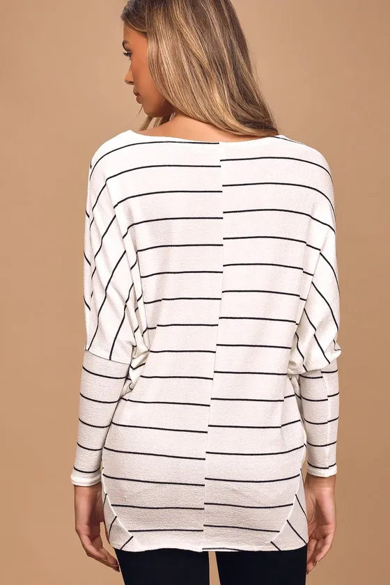 Verla White and Black Striped Dolman Sleeve Sweater Top sold by Lulus product image thumbnail 3
