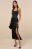 Expertly Chic Black Satin Pleated Halter Bodysuit sold by Lulus