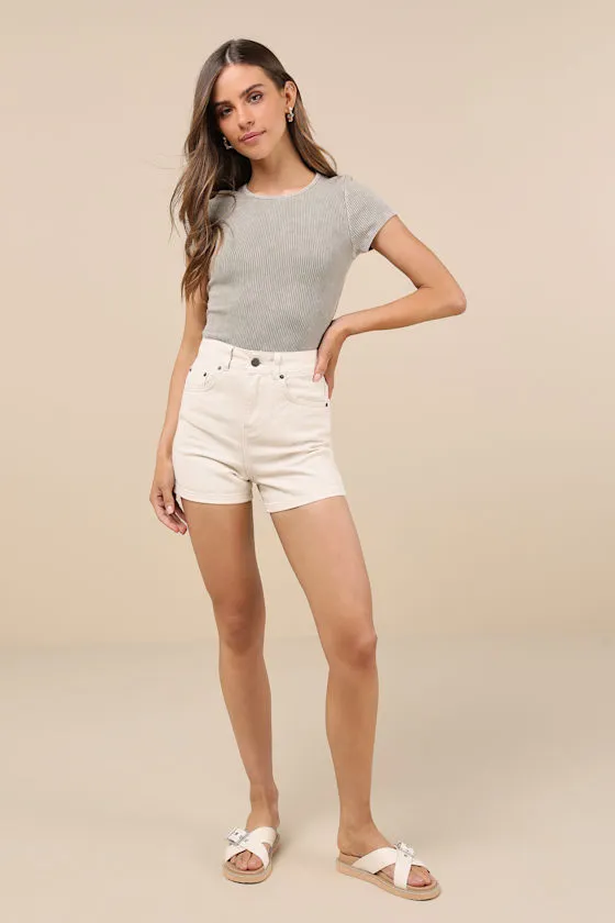 Edgy Confidence Olive Green Washed Ribbed Knit Short Sleeve Top sold by Lulus product image thumbnail 3