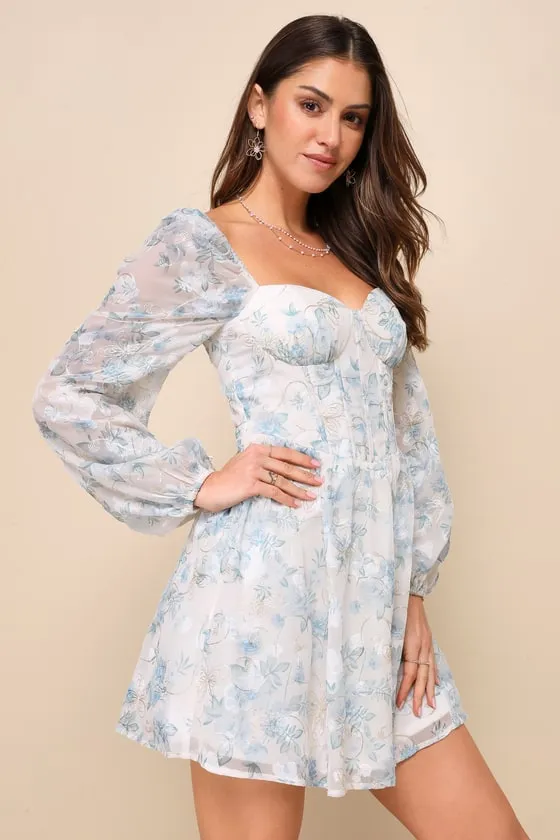 Decadent Charisma Ivory Floral Embroidered Bustier Mini Dress sold by Lulus