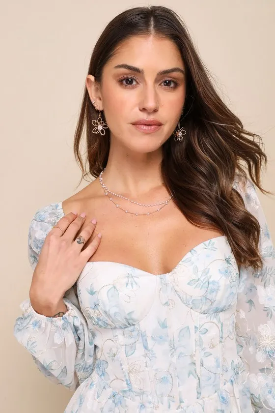 Decadent Charisma Ivory Floral Embroidered Bustier Mini Dress sold by Lulus product image thumbnail 4