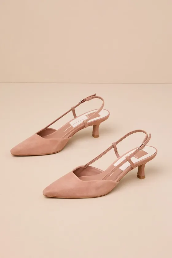 Odela Toffee Suede Leather Pointed-Toe Slingback Pumps sold by Lulus product image thumbnail 2