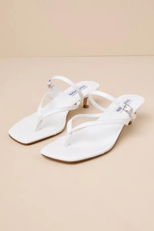 Jessa White Leather Strappy Kitten Heel Sandals sold by Lulus