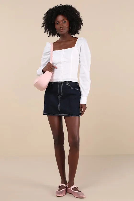 Demure and Sweet White Button-Front Long Sleeve Top sold by Lulus product image thumbnail 3