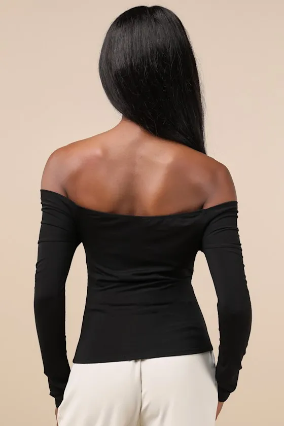 Designated Cutie Black Long Sleeve Surplice Top sold by Lulus product image thumbnail 2