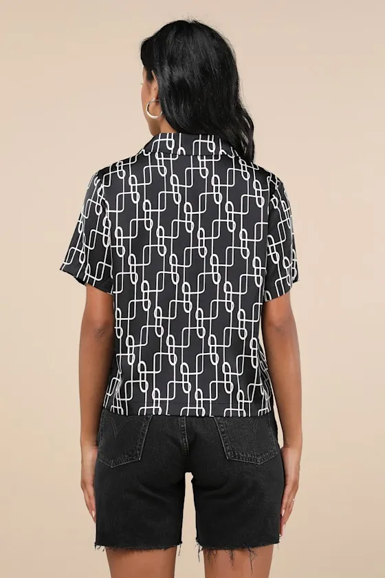 Intricate Aesthetic Black and White Abstract Print Button-Up Top sold by Lulus product image thumbnail 2