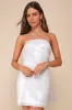 Exquisite Glamour White Mesh Sequin Strapless Bow Mini Dress sold by Lulus