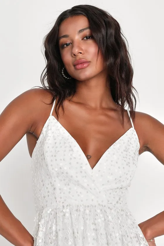 Dreamy Drama White Lace Sequin A-Line Midi Dress sold by Lulus product image thumbnail 2