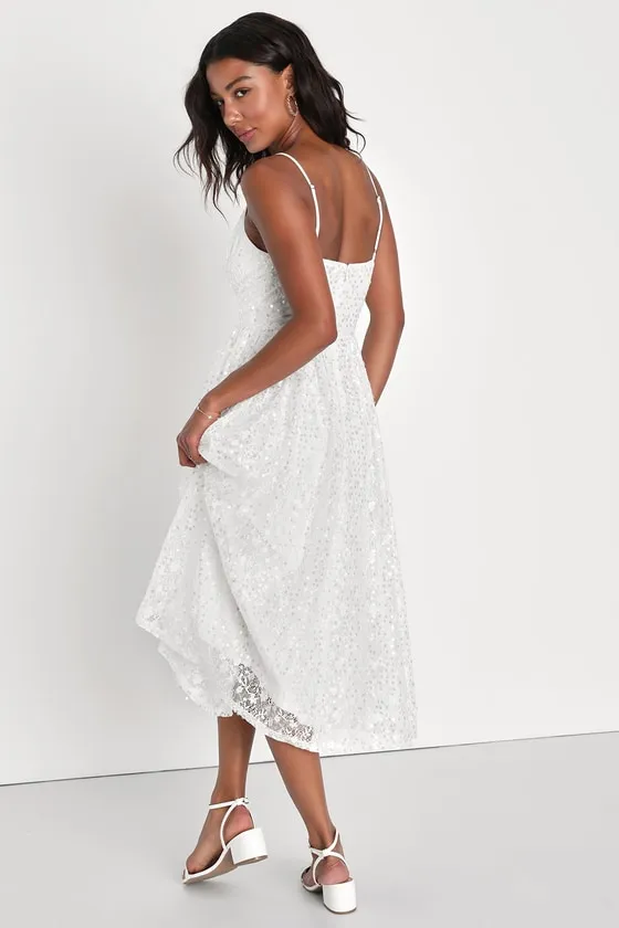 Dreamy Drama White Lace Sequin A-Line Midi Dress sold by Lulus product image thumbnail 4